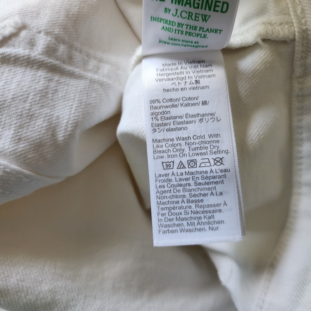 J.Crew Jeans Womens Size 28 White Denim Trousers Wide Leg Stretch Patch Pocket - Picture 7 of 12